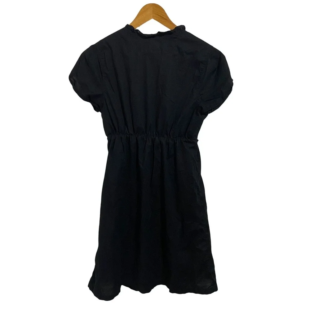 Converse One Star Black Short Sleeve Wrap Dress Ruffle‎ Trim Tie Waist Edgy M